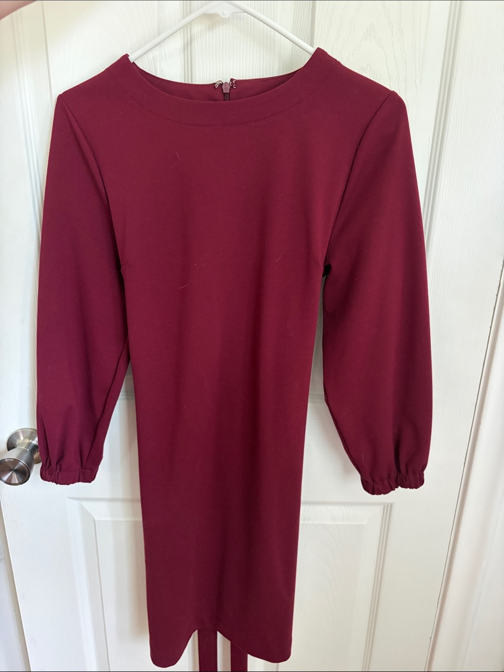 GAP Burgundy Long Sleeve Belted Dress